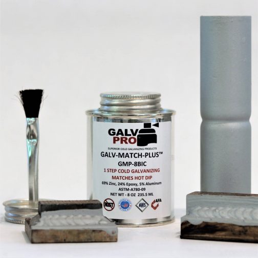 Galv-Match-Plus GMP-8BIC Bright Hot Dip Zinc Spray – 6 Cans, 8 Oz Each With Brush-In-Cap Applicator